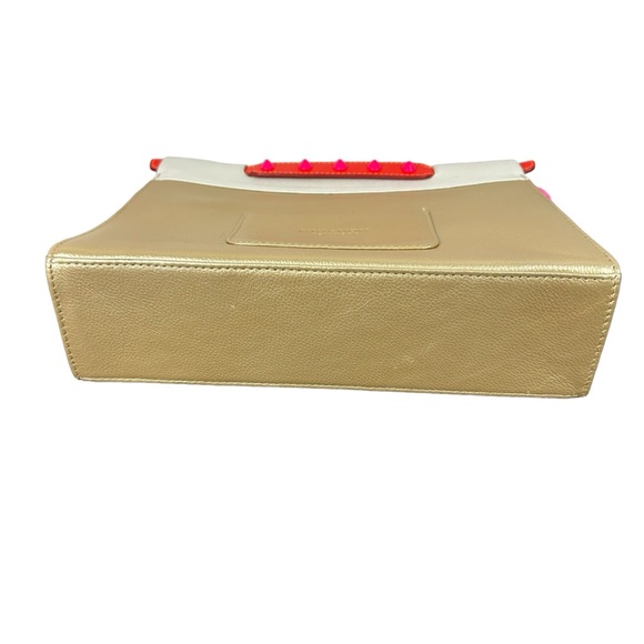 Min & Mon Leather Gold Metallic Colorblock Studded Handle Vali Small Purse - Picture 4 of 9